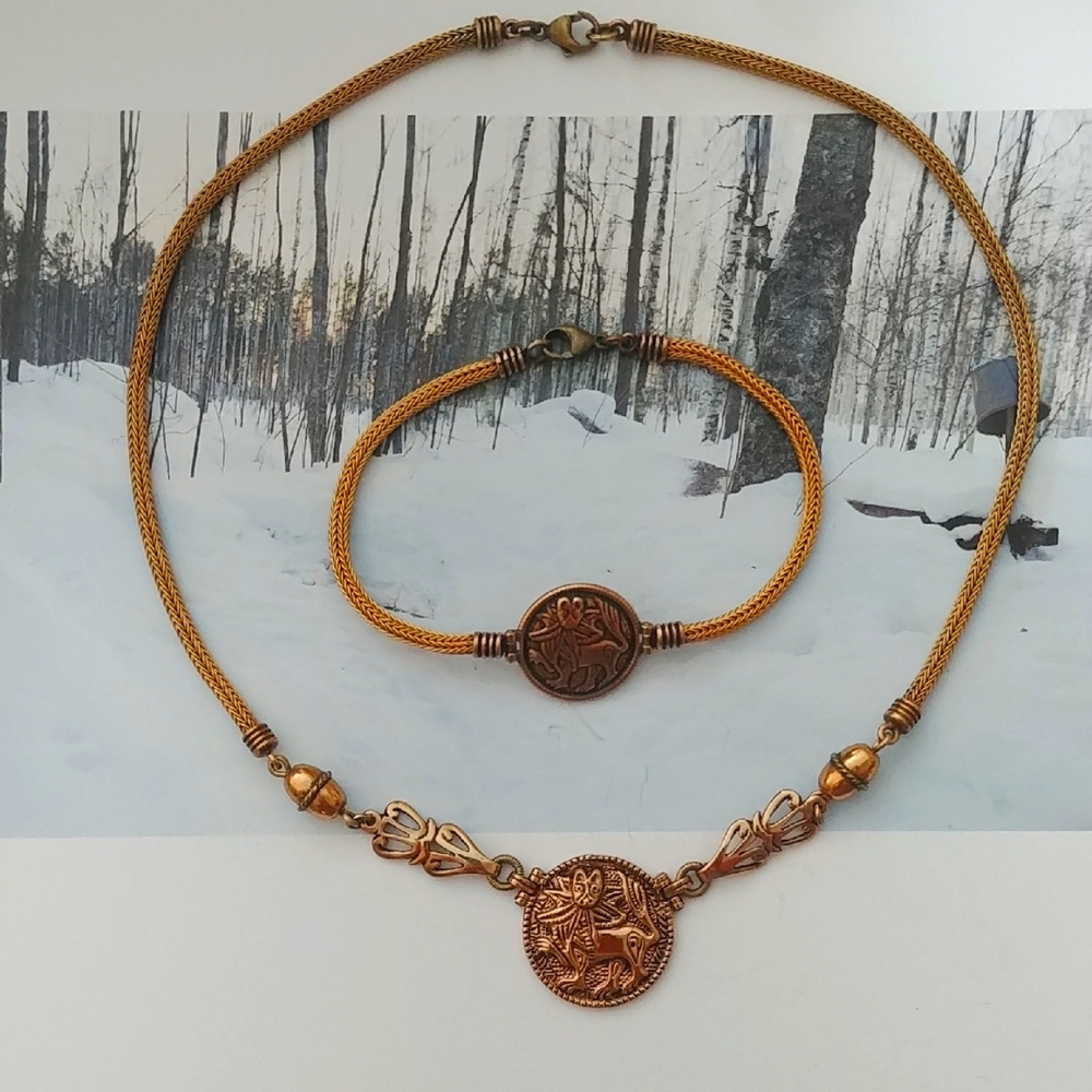 Sun Lion Bracelet And Necklace Set